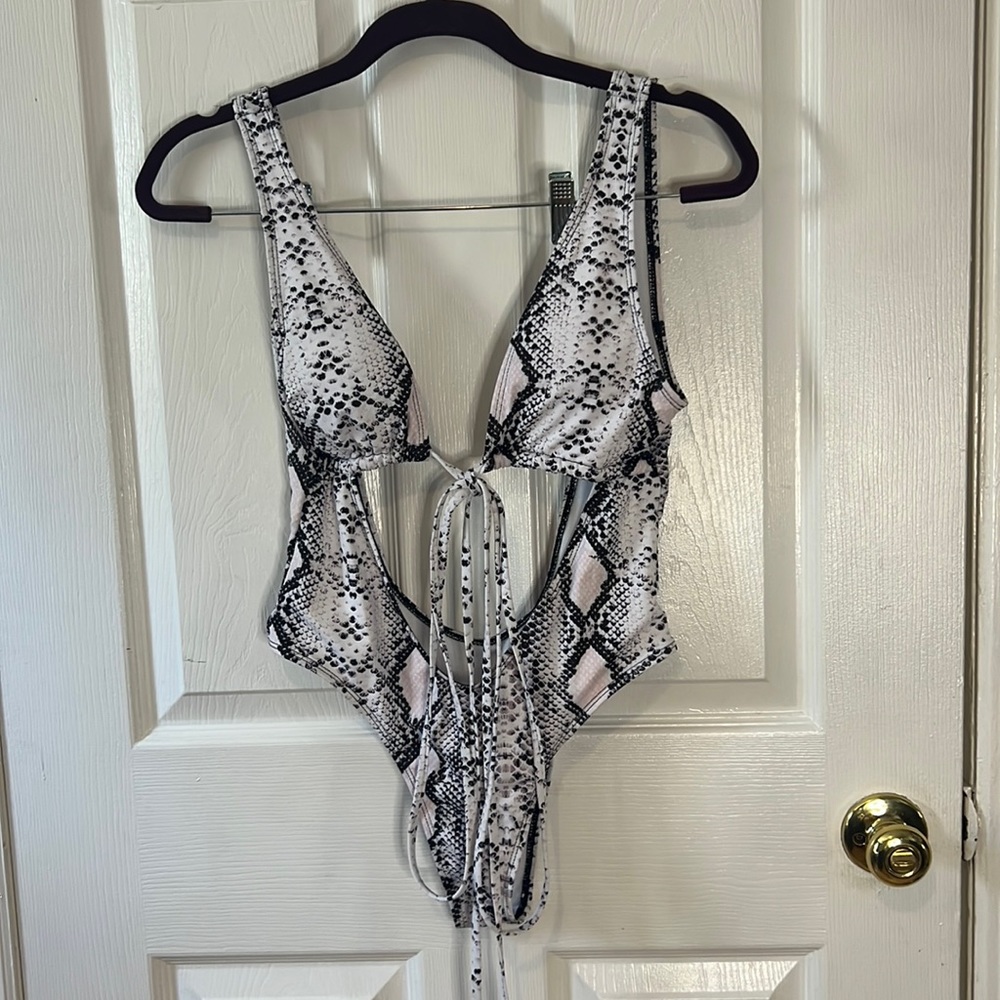 Snakeskin one piece bathing suit